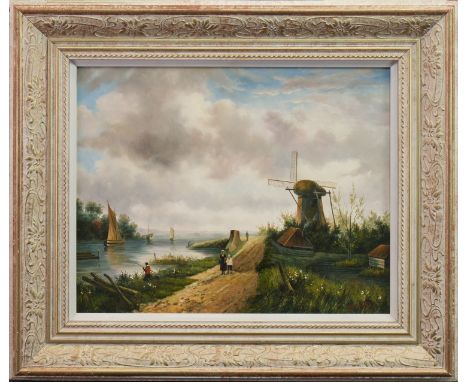 MODERN EUROPEAN SCHOOL,FIGURES ON A PATHoil on panel, signed indistinctly40cm x 50cmFramed