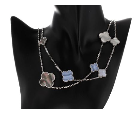 Van Cleef &amp; Arpels 'Magic Alhambra' mother of pearl 18ct white gold long necklace, 68GJB228613, 68.3gm, 48" long (Ref. 33