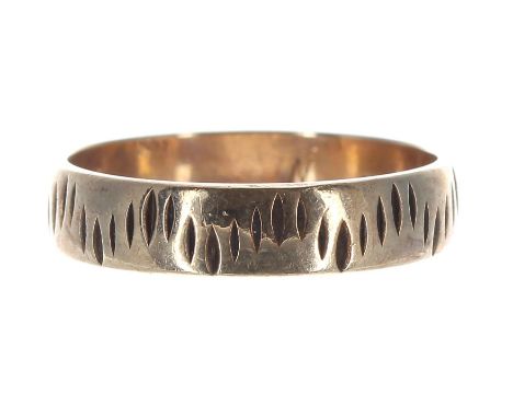 9ct yellow gold wedding band ring, 3.3gm, 5mm, ring size Q 