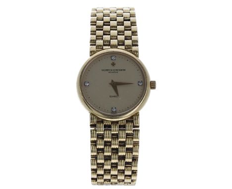 Vacheron Constantin Geneve Quartz 18ct lady's wristwatch, cream dial with quarter diamond markers and minute markers, integra