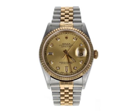 Rolex Oyster Perpetual Datejust stainless steel and gold gentleman's wristwatch, reference no. 16233, serial no. U896xxx, cir