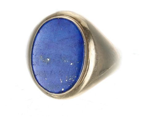 Esemco 14ct lapis lazuli gentleman's signet ring, stamped mark, 11.1gm, width 22mm, ring size 11.1gm 