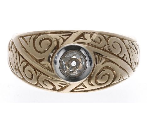 Gentleman's diamond set old European-cut ring,&nbsp;0.50ct approx, clarity SI, colour I/J, 13.04gm, width 12mm, ring size Z1 