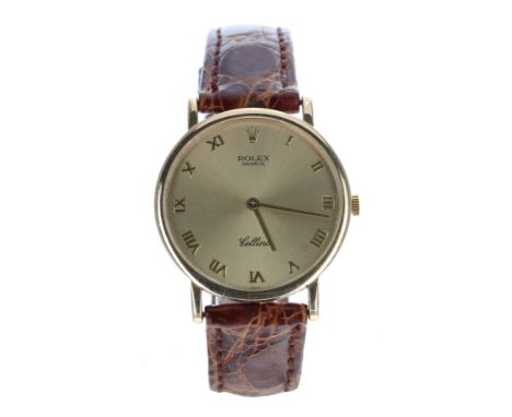 Rolex Cellini 18ct gentleman's wristwatch, reference no. 5112, champagne dial with applied Roman numerals, gilt hands, manual