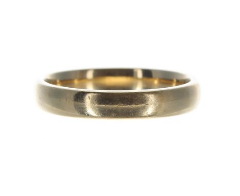 18ct yellow gold plain wedding band ring, 4.7gm, 3.5mm, ring size O 