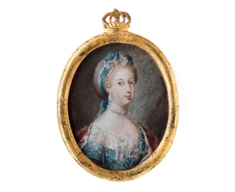 A PORTRAIT MINIATURE OF CAROLINE MATILDA, PRINCESS OF GREAT BRITAIN, QUEEN OF DENMARK AND NORWAY, DANISH SCHOOL, CIRCA 1766 w