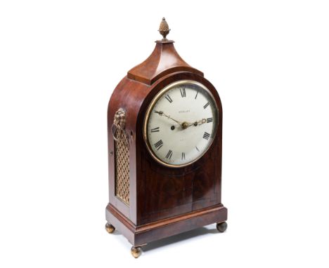 A GEORGE III MAHOGANY BRACKET CLOCK, LONDON, EARLY 19TH CENTURY eight day bell striking movement signed 'Wm. Platt / LONDON',