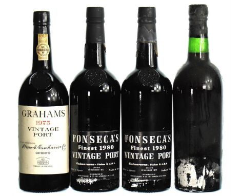 1963 Dow's, Vintage Port Label missing, embossed capsule 1x75cl 1975 Graham's, Vintage Port 1x75cl 1980 Fonseca, Vintage Port