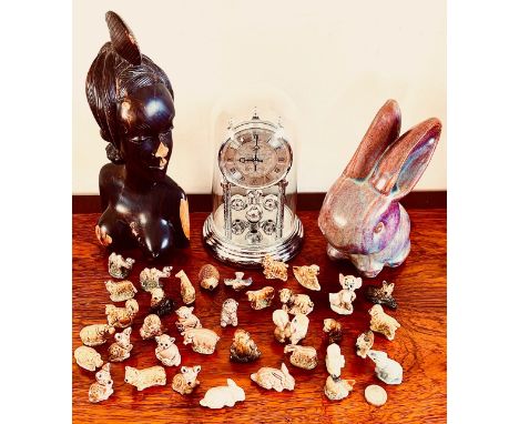 ACCUMULATION OF THIRTY-SIX WADE FIGURES, DENBY RABBOT, CLOCK UNDER DOME (BATTERY DRIVEN) AND ETHNIC FIGURE