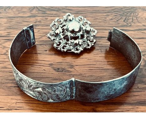 SILVER BANGLE AND SILVER SCARF RING, WEIGHT APPROX 22g
