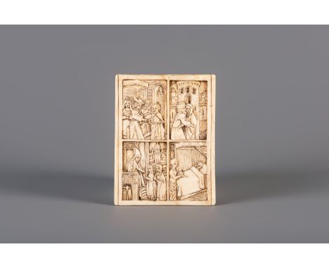 Title: A Gothic Revival carved ivory panel with Christian subject, possibly France, 19th C. Description: Dimensions:  13,8 x 