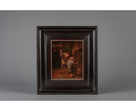Title: Flemish school, follower of David Teniers II (1610-1690): Pipe-smoking drinking brothers in an interior, oil on panel,