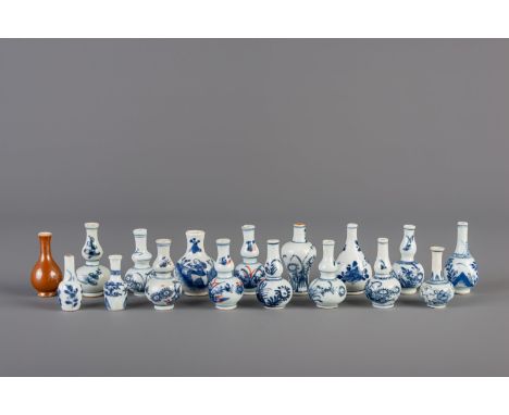 Title: Seventeen Chinese blue and white and Batavian ware doll's house miniature vases, Kangxi and later Description: Dimensi