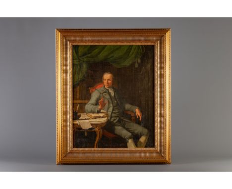 Title: Jacques Albert SŽnave (1758-1829): A portrait of a man in his study, oil on canvas, dated 1783 Description: Dimensions