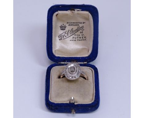 A Victorian 14ct gold diamond cluster ring, set with a central rose-cut diamond, in silver mount 