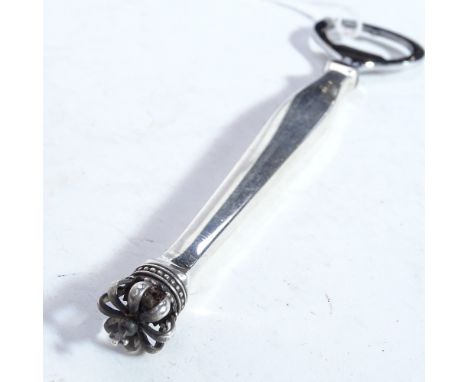 DANSK GULDINOUSTRI - a mid-century sterling silver-handled bottle opener, with crown finial 