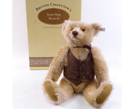 A Vintage Steiff British Collectors Limited Edition toy teddy bear, model Blond 43, dated 1996, with growler and original box