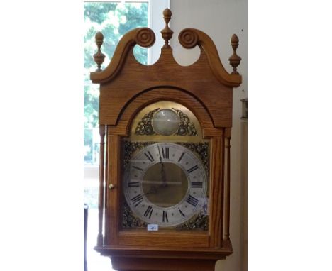 A 3-train longcase clock, with silver chapter ring, dial marked George Stokes Tunbridge Wells, pine-cased, H230cm 