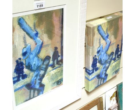 Maureen Connett, print, spirit of cricket Hastings, signed in pencil, image size 12" x 8", framed 