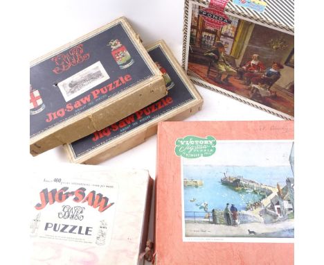 A collection of Vintage puzzles, including Chad Valley GWR etc 