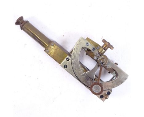 A First War Period HH Sharland Military Issue Mark IV brass clinometer, model no. B1717, with spirit level and drawer scope, 