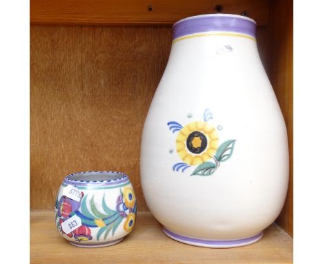 A Carter Stabler &amp; Adams Poole Pottery vase with painted floral design, 24cm, and a similar small Carter Stable &amp; Ada