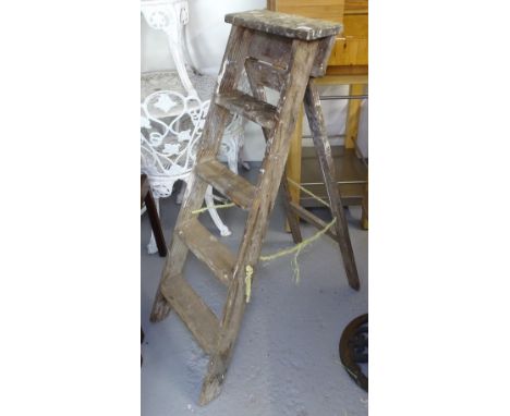 A Vintage pine folding step ladder 