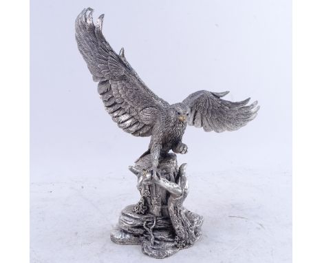 A Comyns Studio Collection sterling silver-clad golden eagle, with impressed maker's and silver marks, height 25cm 