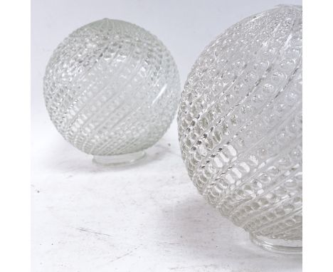 A set of 6 Vintage moulded glass spiral light shades, diameter 19cm 