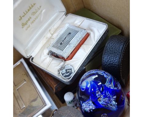Various collectables, including Cartier watch bracelet cleaning kit, Bradford's Dairies of Eastbourne miniature pail, pair of