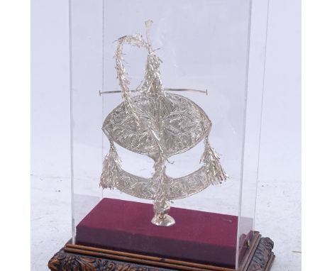 A .925 sterling silver study of a pheasant, cased 