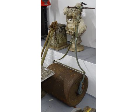A Vintage cast-iron garden roller 