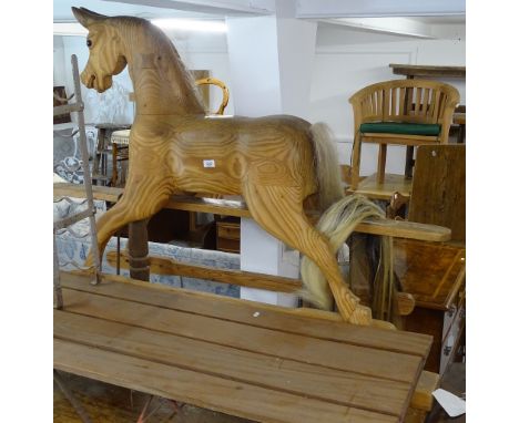 A stained pine rocking horse (A/F) 