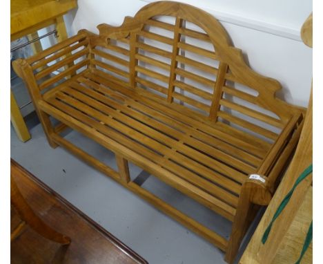 A good quality slatted teak Lutyens garden bench 