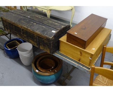 A Victorian dome-top pine trunk, and 2 others (3) 
