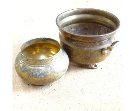 Various brass and copper, including lamp bases, bowls, jars etc 
