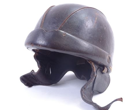 A Vintage French Sport brown leather cyclist's helmet, internal dimensions 19cm x 15cm 