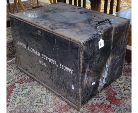 A Victorian painted metal trunk, named to Leopold Richard Seymour, Esq, and dated 1964, W61cm 