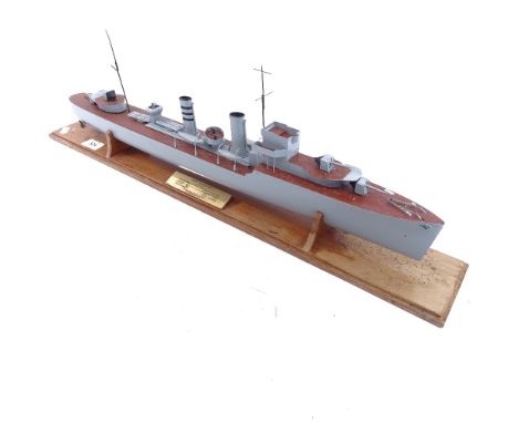 A 1/160 scale model of HMS Antelope, original built by R&amp;W Hawthorn Leslie &amp; Co Limited, hull length 61cm 