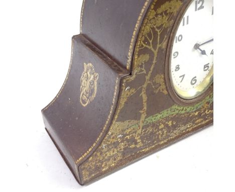 A rare Victory V biscuit tin mantel clock, circa 1900 - 1910, case length 36cm, not currently working 