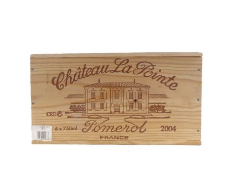 6 bottle of 2004 Chateau La Pointe Pomerol Bordeaux red wine, in original sealed wood case 