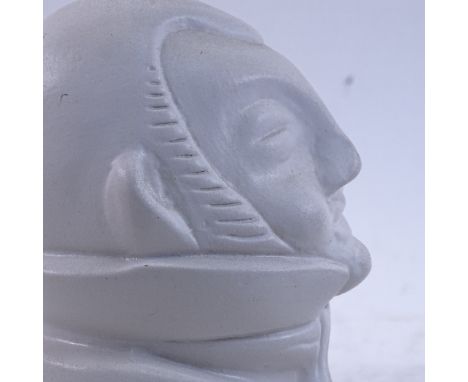 PIAZ X BUCCI - a Mid-Century Italian white ceramic pottery bust of a man, incised signature inside base, height 16cm 