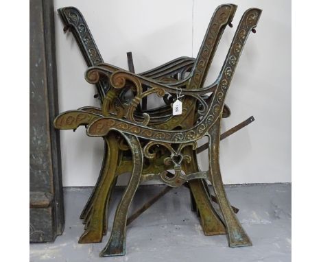 3 pairs of wrought-iron garden bench ends 