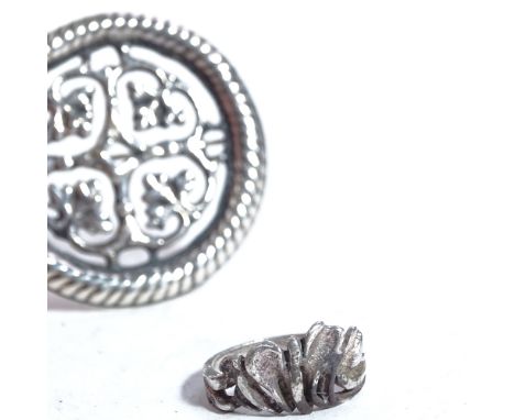 KAUNIS KORUOY - a Finnish silver Iron Age Revival brooch, and a Finnish stylised silver ring 