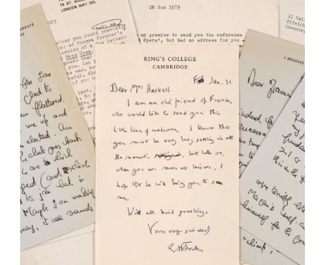 * Forster (Edward Morgan, 1879-1970), English author. Autograph Letter Signed, ‘E. M. Forster’, King’s College, Cambridge, 31