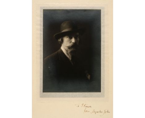 * John (Augustus Edwin, 1878-1961). Signed half-length portrait of the artist wearing a hat, by Curling, 1924, bromide gelati