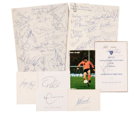 * Football. Two England football squad team sheets, May 1976 & 1979, plain white paper sheets, both multi-signed in blue ball