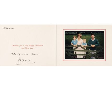 * Diana (1961-1997), Princess of Wales, 1981-1996. A signed and inscribed Christmas Card, [1988], inscribed in black fountain
