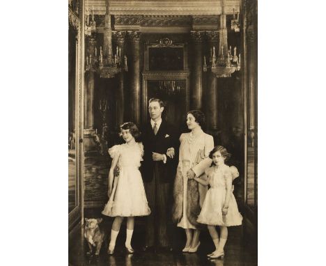 * Adams (Marcus, 1875-1959). Portrait of King George VI, his wife Elizabeth and their daughters Princesses Elizabeth and Marg
