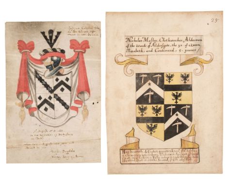 * Dugdale (William, 1605-1686), English antiquary and herald. Illustrated Autograph Document Signed, ‘Willm Dugdale’, c. 1662